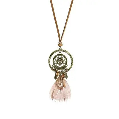 bohemian feather dreamcatcher necklace