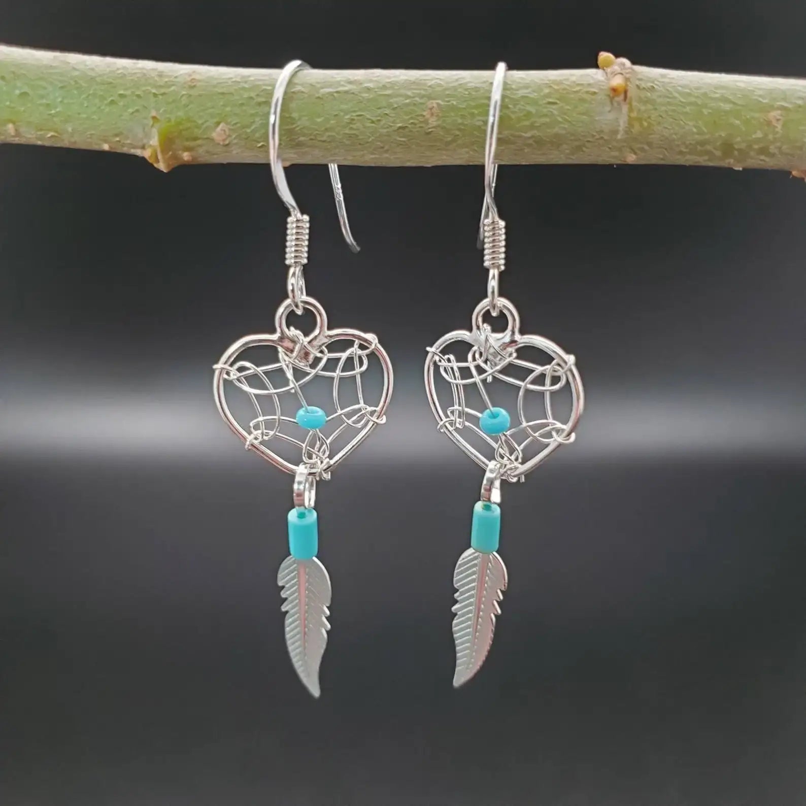Sterling Silver Raw Amethyst Dream Catcher drop Earrings. Dream catcher dangle earrings