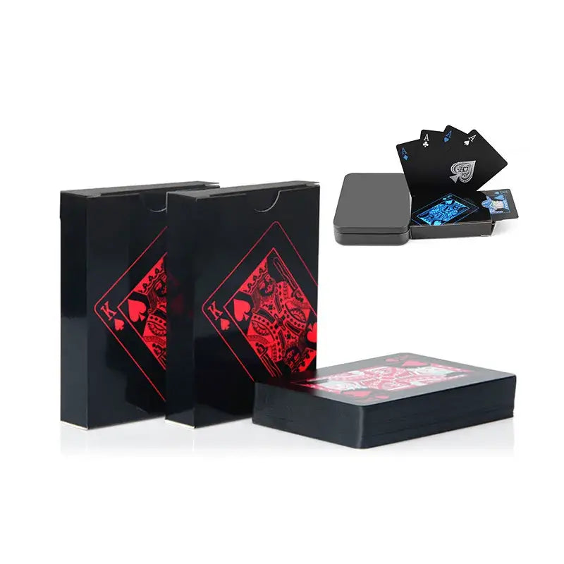 Quality Waterproof PVC Plastic Playing Cards Set Trend 54pcs Deck Poker Classic Magic Tricks Tool Pure Black Magic Box-packed