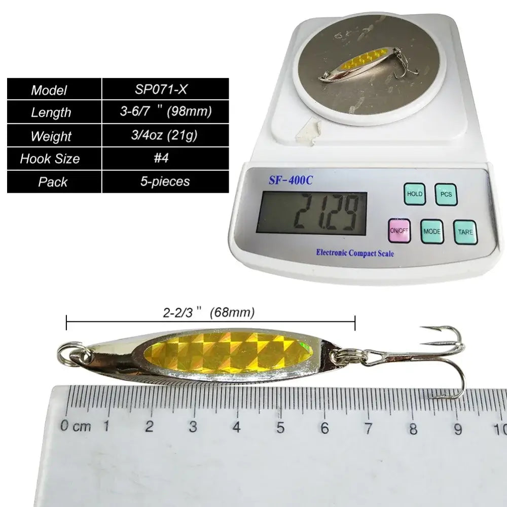 INFOF 5-pieces Spoon Bait Fishing Lure 21g/0.73oz Metal Hard Bait