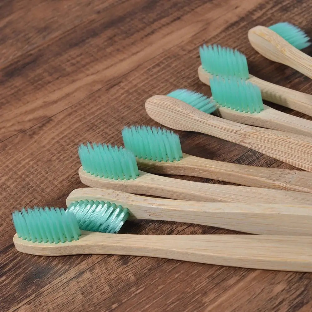 Bamboo World Adult Bamboo Toothbrushes - Set of 10