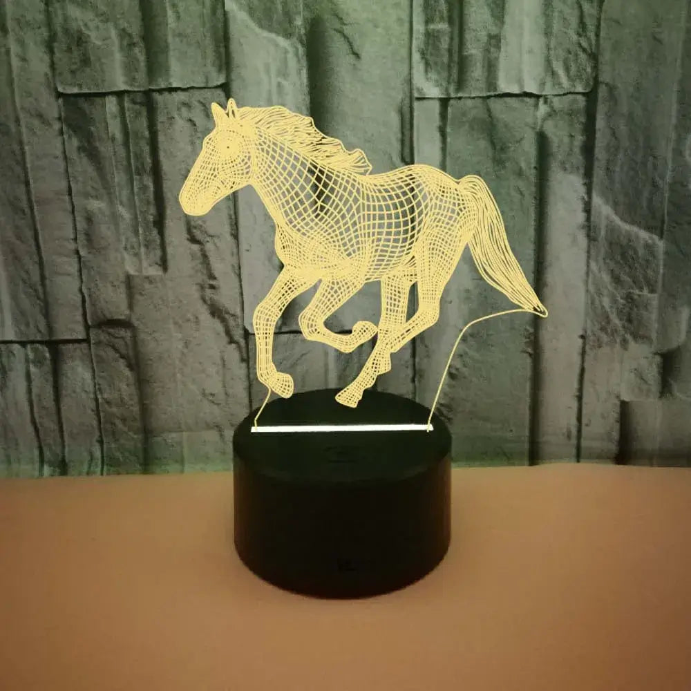 Horse 3D Illusion LED Night Light with Remote