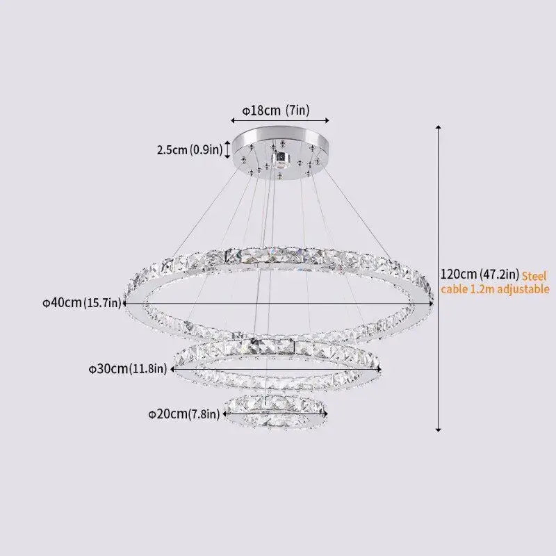 VETRULUS Crystal LED Chandelier with Selectable Size & Controls