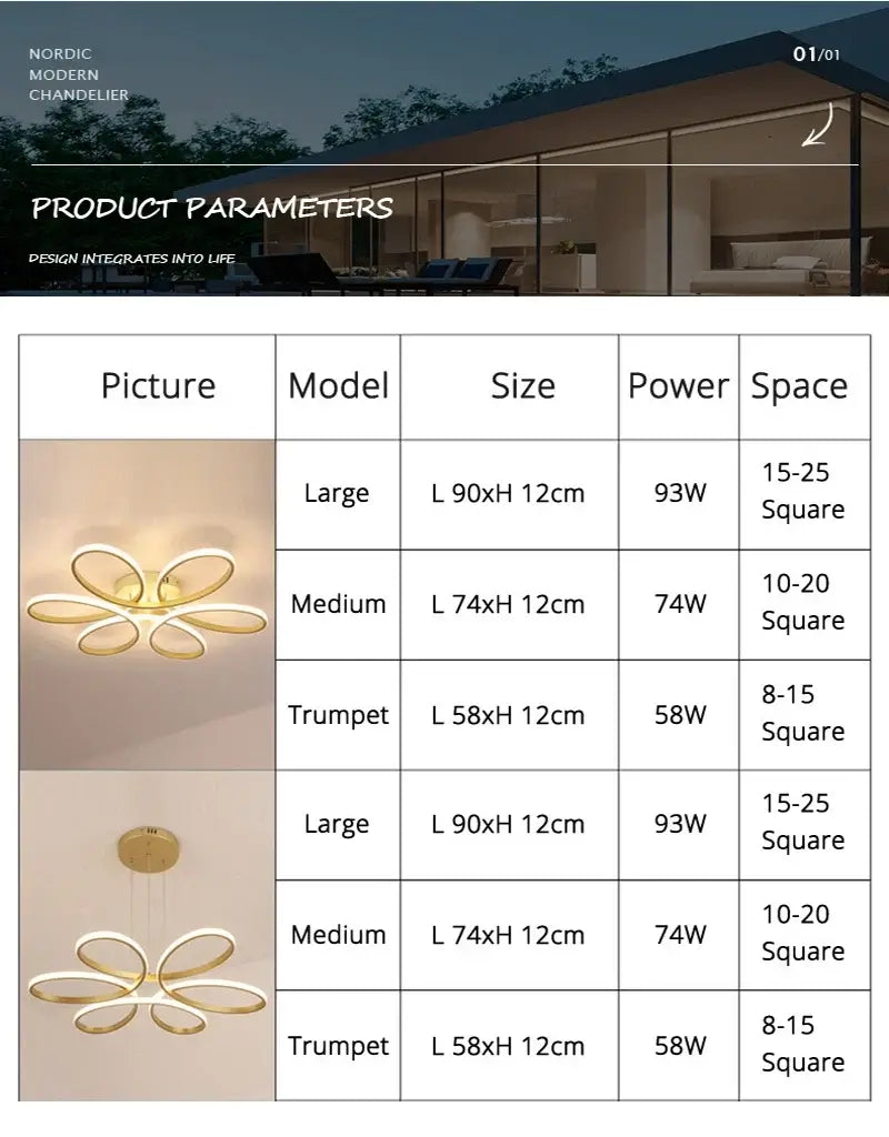VETRULUS Flower LED Ceiling Light, 58 cm, Style A or B