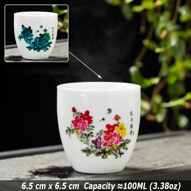 Creative Japanese Magic Sakura Teacup Hot Cold Temperature Discoloration Color Changing Tea Cup Flower Ceramic Kung Fu Tea Set