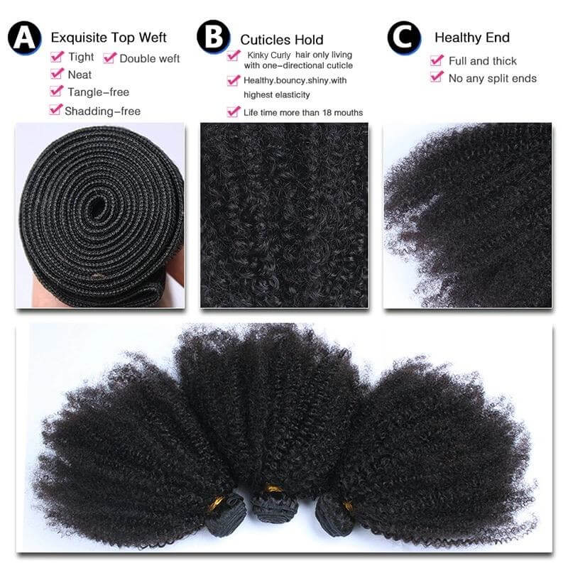 10A Grade Afro Kinky Curly Weave & Closures