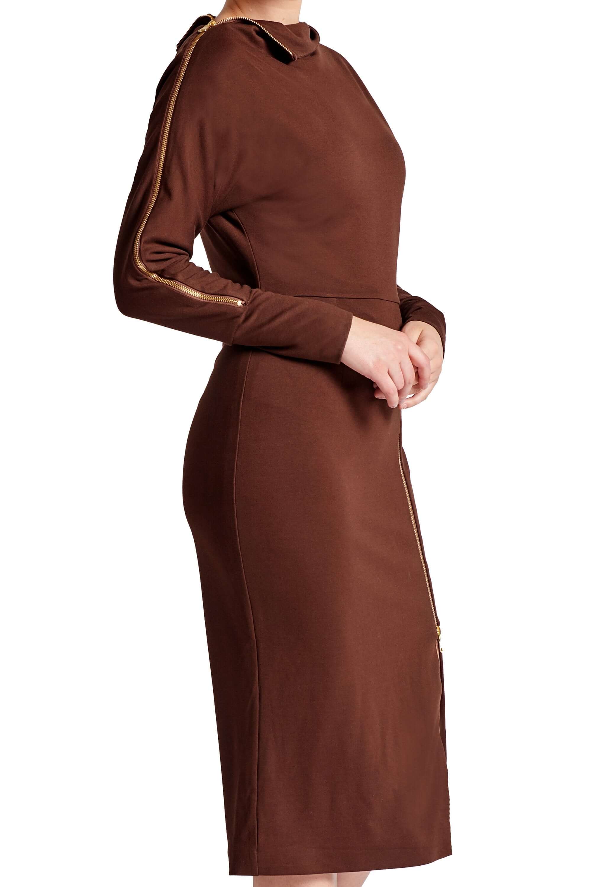 Josefa Asymmetric Dress - Long sleeve convertible midi dress with