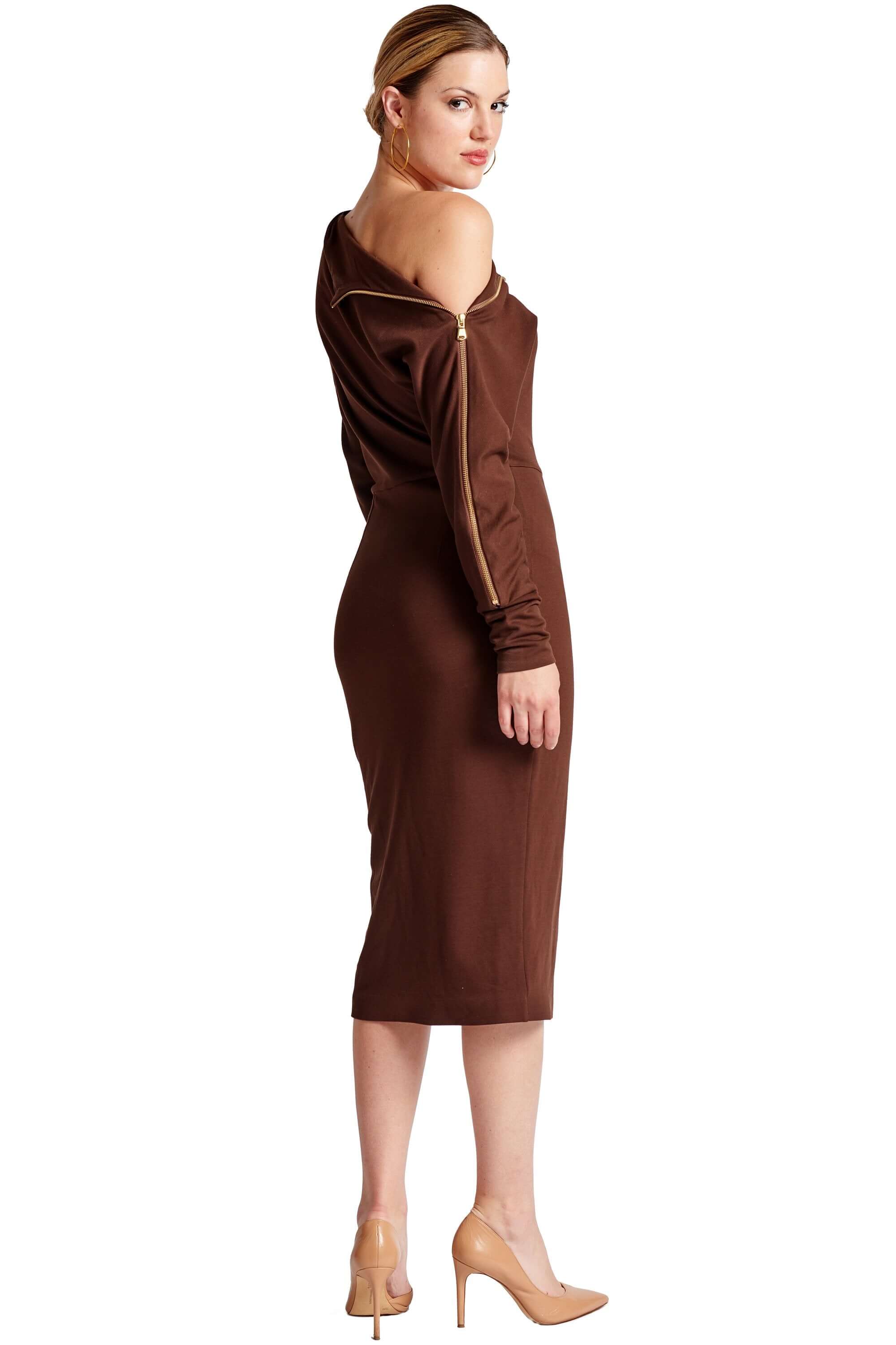 Josefa Asymmetric Dress - Long sleeve convertible midi dress with