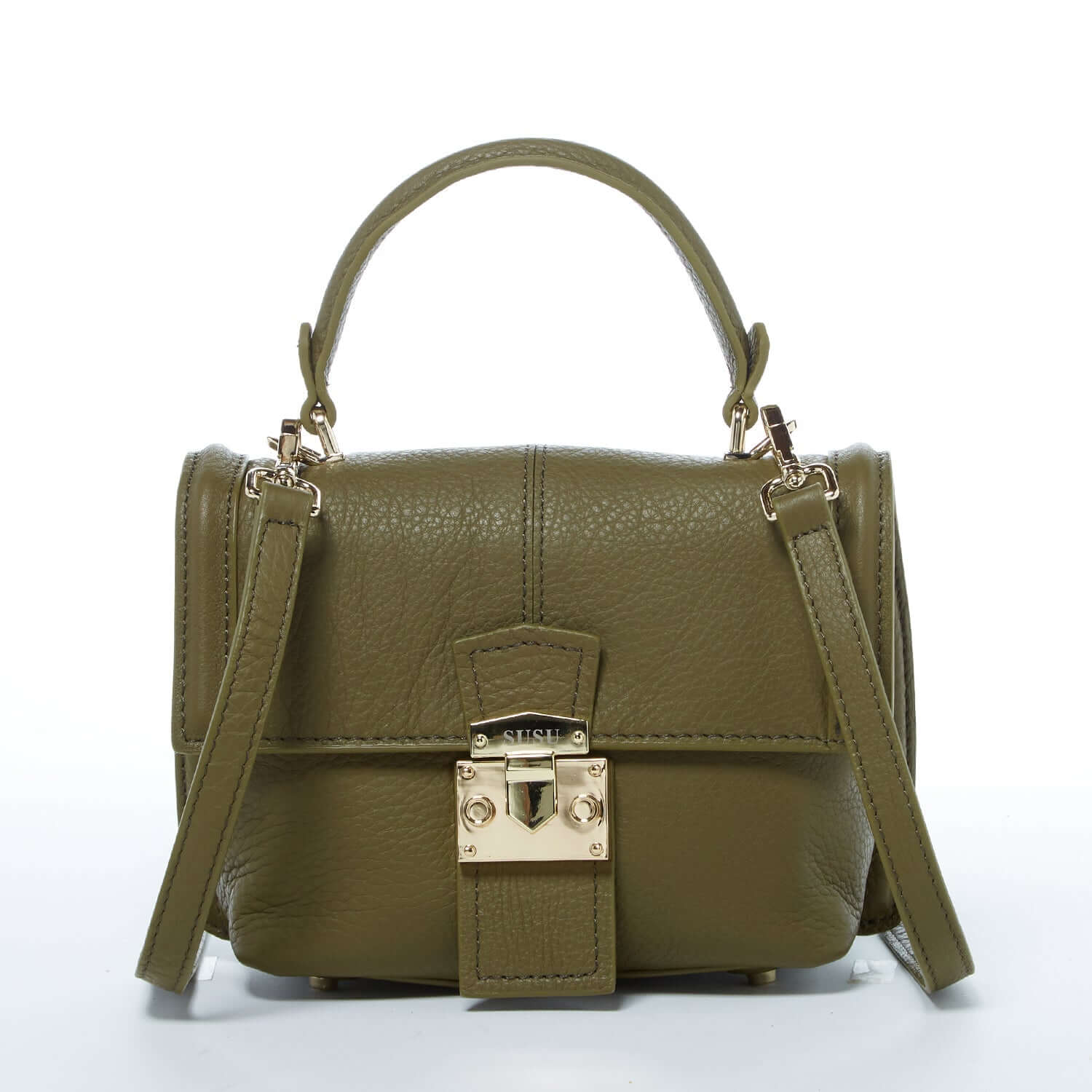 Leather Backpack for Women Convertible Crossbody Bag Olive Green Purse