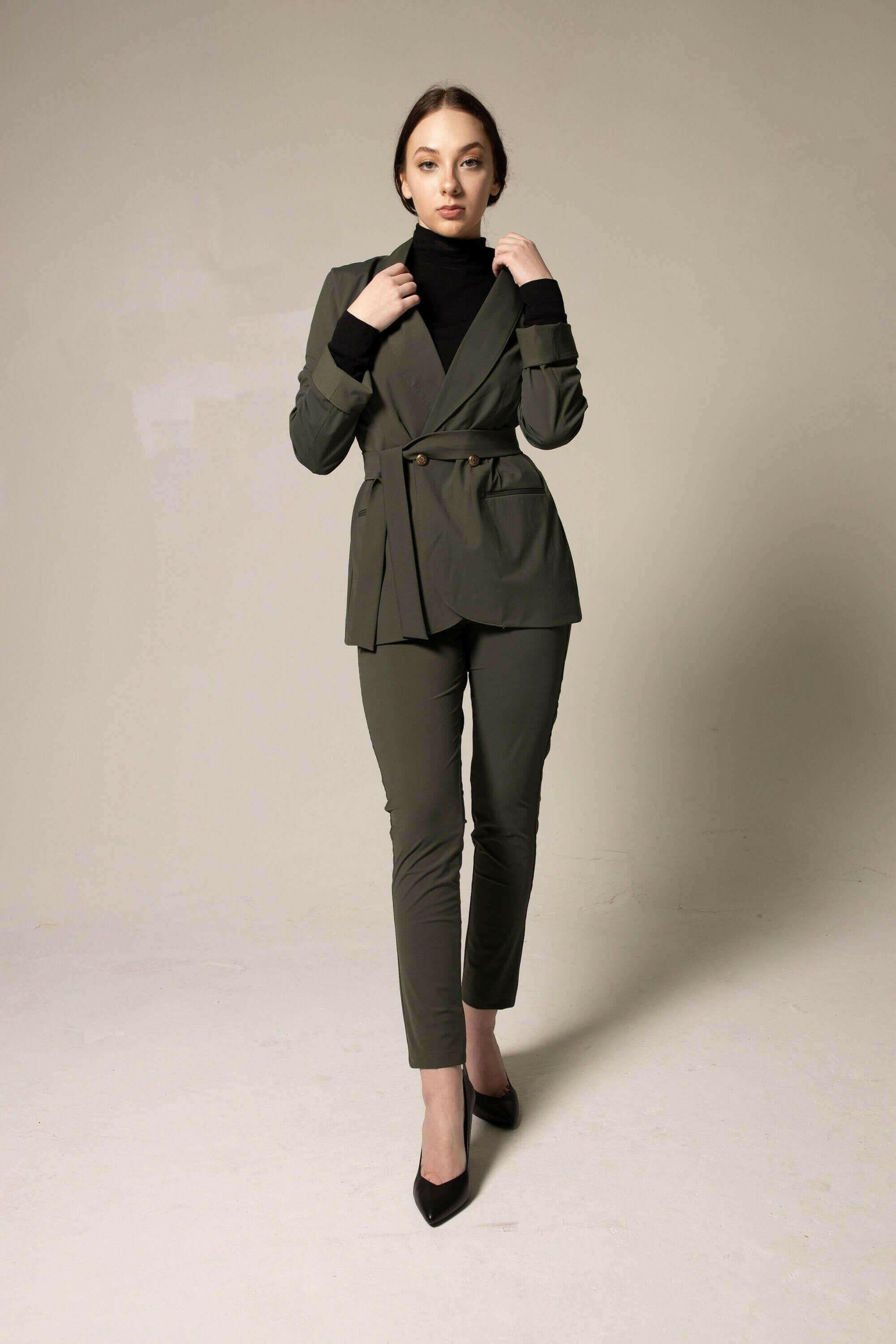 Olive Skinny Pants Women&