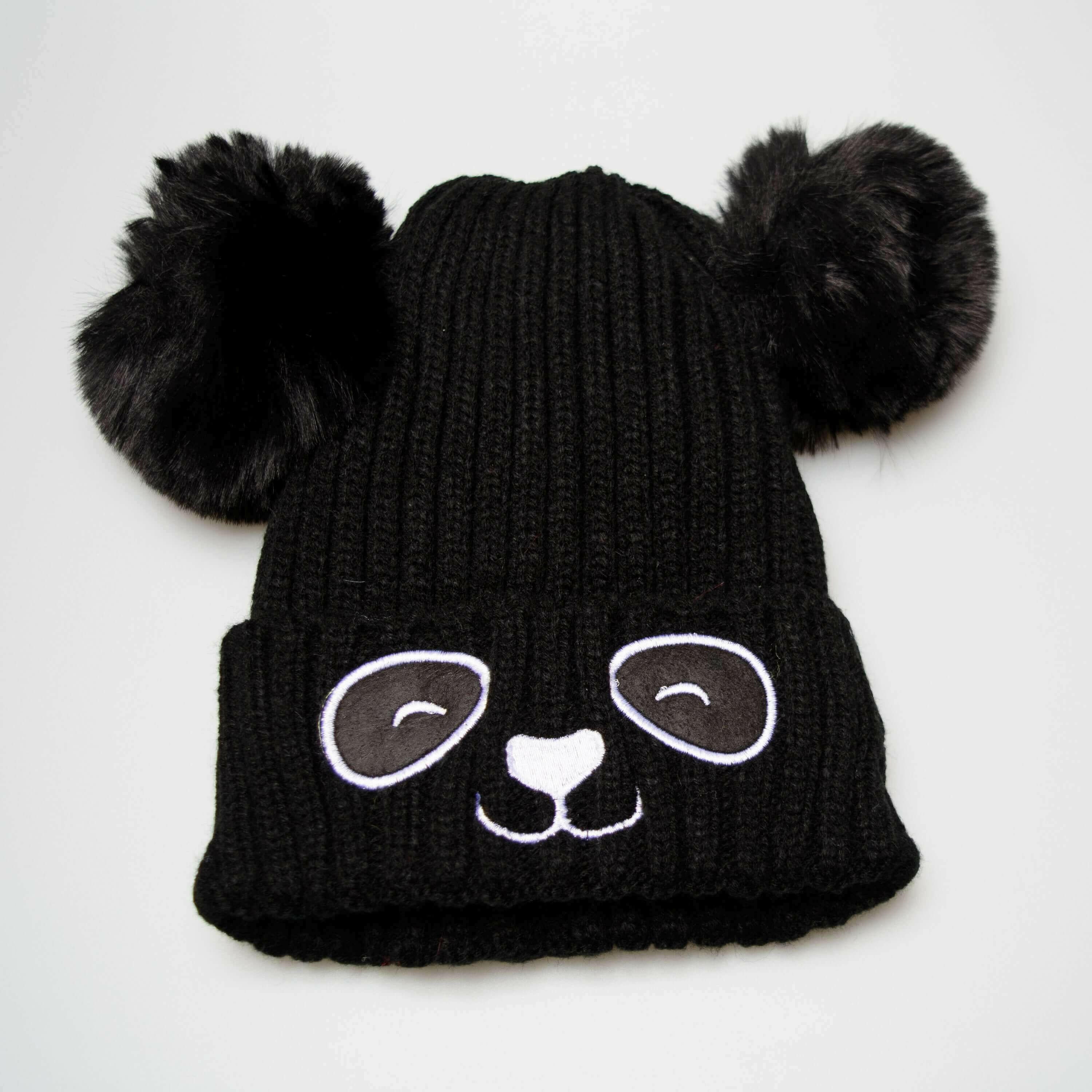 Unisex Cute Panda Cartoon Pattern Knit Winter Beanie For Kids (3-10