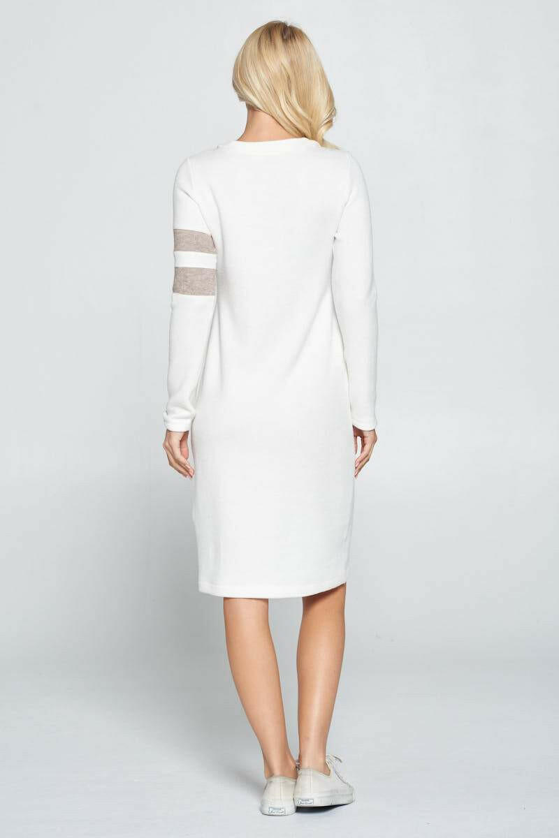 Bodycon Knit Dress with Stripes Detail