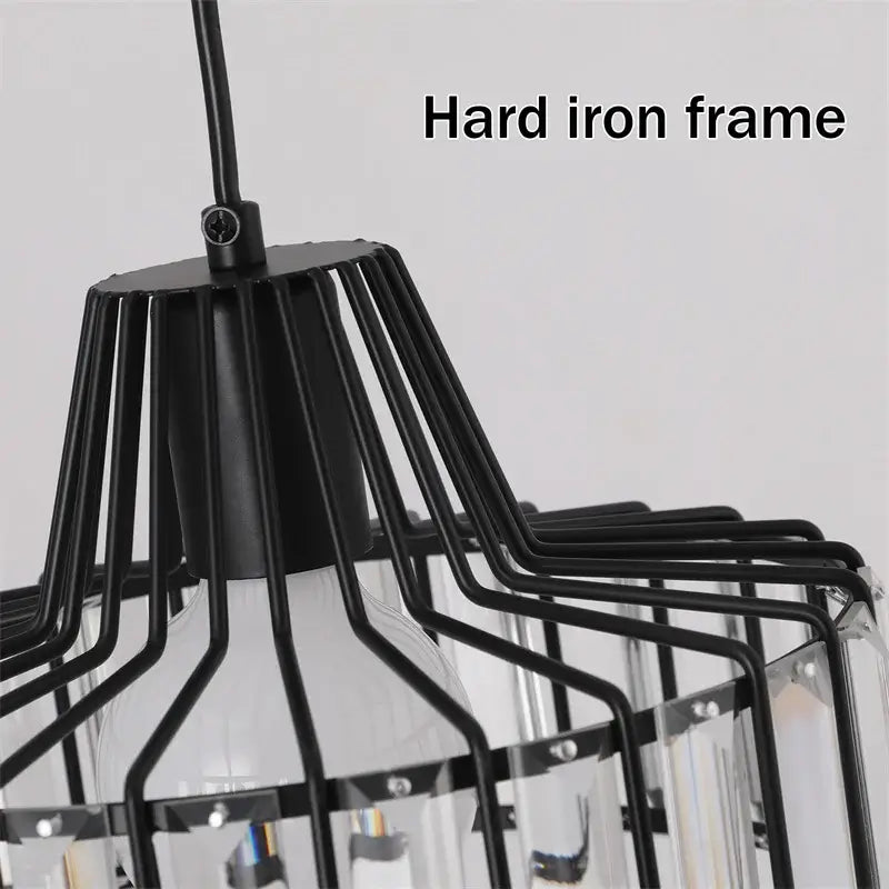 GreeLustr Modern Crystal Pendant Light, Black or Gold