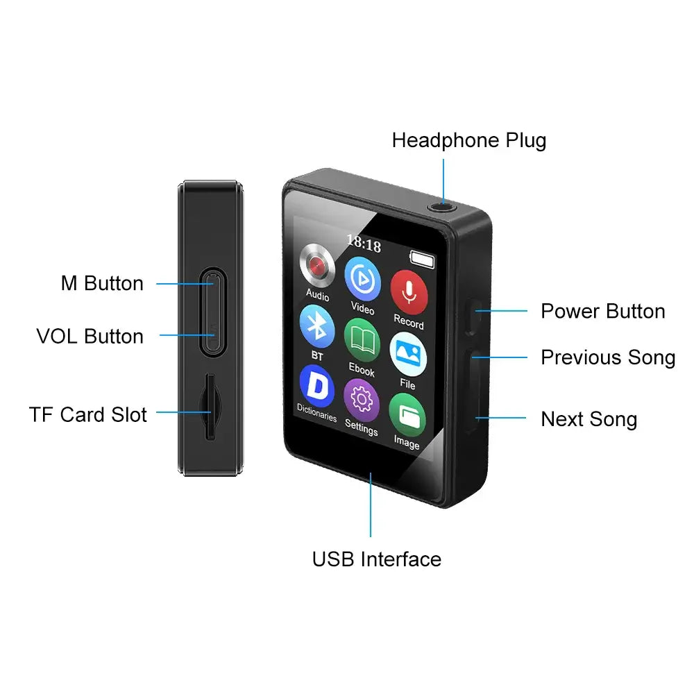 2023 New MP3 Player Clip Mini Walkman Student Portable Sport Music Player Mp4 Player with FM/Speaker/E-book/Recorder Mp3 плееры