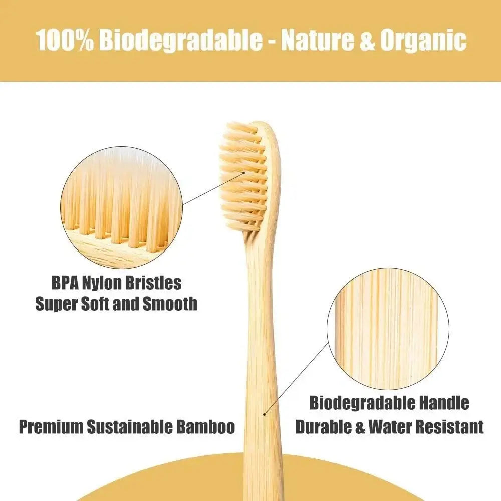 Kids’ Bamboo Toothbrushes with Soft Bristles, 15 or 30 Pack