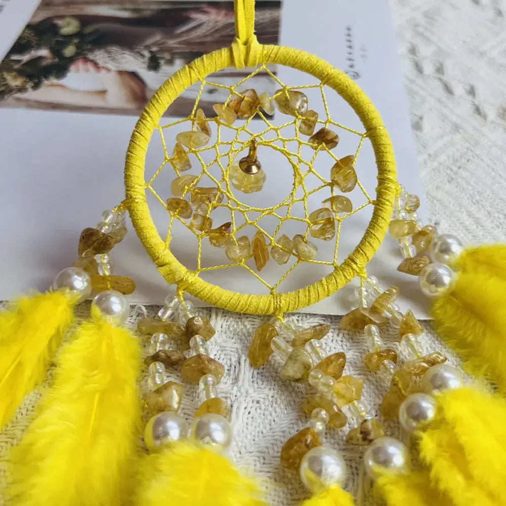 Dream Catcher Car Pendant for Girls Feather Mirror Hanging Pendant Home Decor Lucky Car Ornament Interior Accessories Crystal