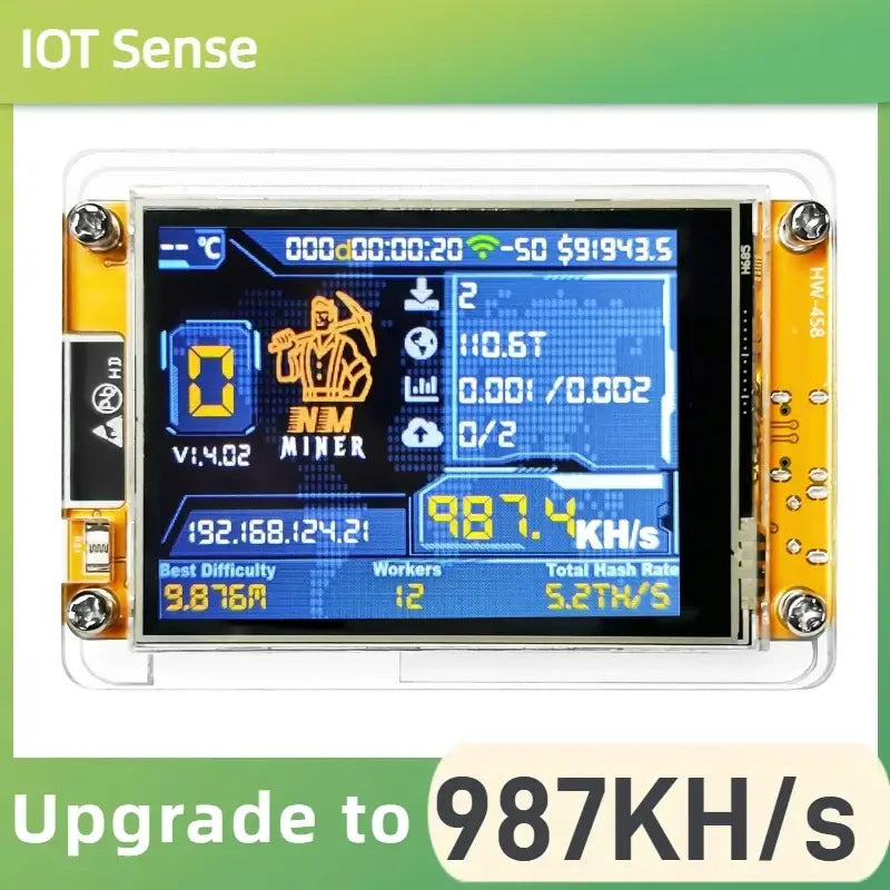 Bitcoin Lucky Miner for computer nerd NMMiner Solo Lottery Hashrate 987KH/s ESP32 2.8 inch Display Crypto ESP32-2432S028R DROOM