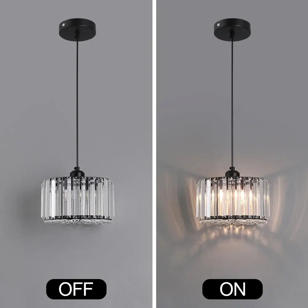 Modern Crystal Ceiling or Pendant Light, Black or Gold