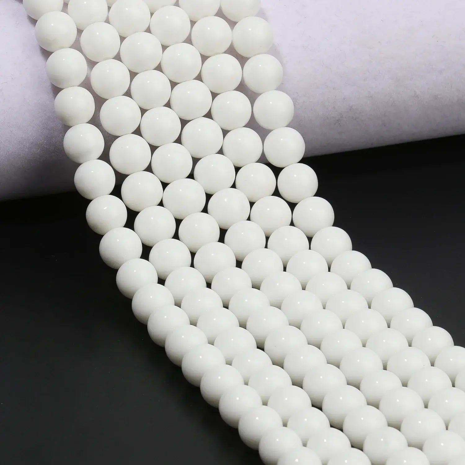 smooth white onyx beads