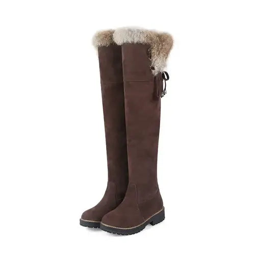 Hot Warm Snow Boots Women 2024 Winter Shoes Warm Fur Plush Over Knee