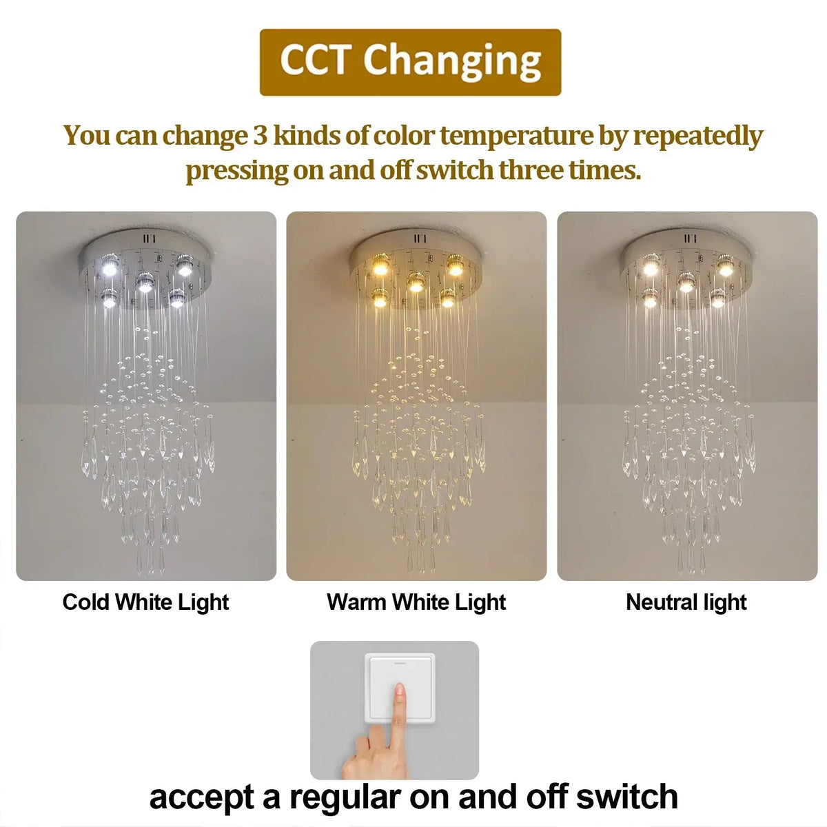 VETRULUS Raindrop Crystal LED Chandelier, Selectable Sizes