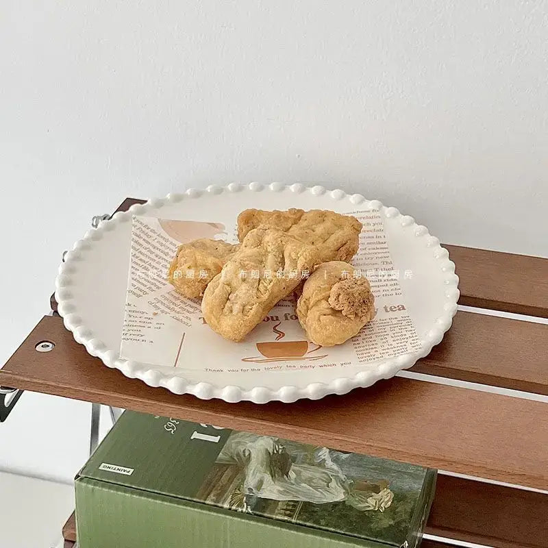 Elegant French Ins Ceramic Plates - Pearl Edge Design