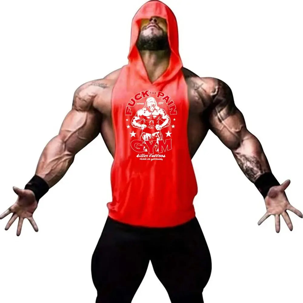 Men Bodybuilding Cotton Tank Top Gyms Fitness Hooded Vest Sleeveless Shirt Summer Casual Fashion Workout Gym Powerhouse Clothing