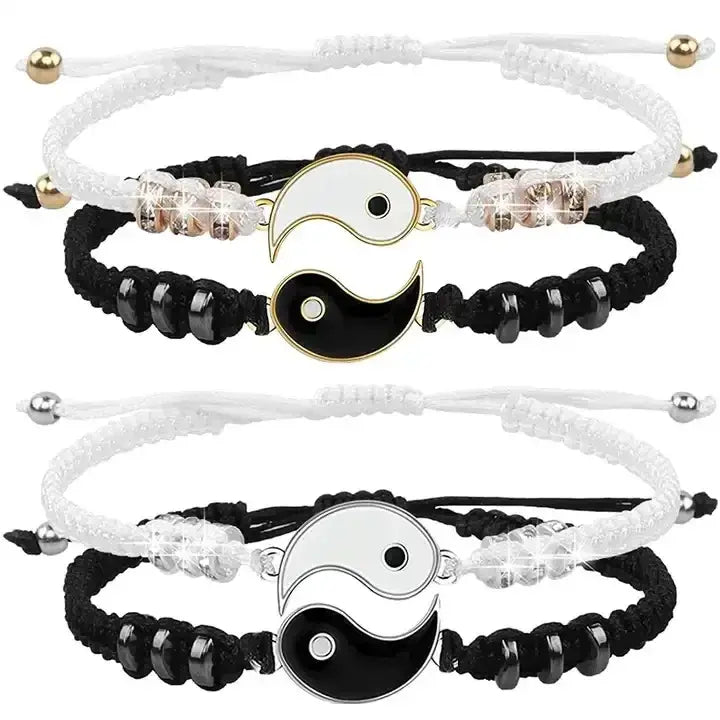 Tai Chi Yin Yang Couple Bracelet for Lover Handmade Woven Baided Rope Adjustable Bracelets Bff Friendship Bangles Jewelry Gift