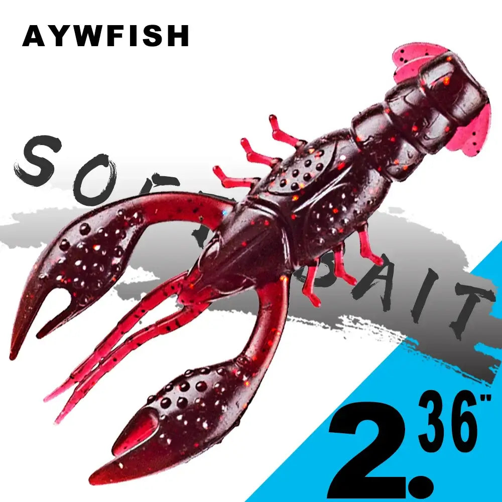 AYWFISH 6PCS Craw Shrimp Fishing Lures Lobster Silicone 6CM 3.5G Hot Sale Artificial Soft Plastic Fishing Bait