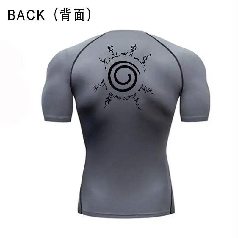 Anime Compression Shirt Men Quick-Dry Running Sports Shirts Fitness
