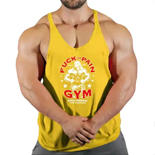 Brand Vest Muscle Fashion Gym Mens Back Tank Top Sleeveless Stringer