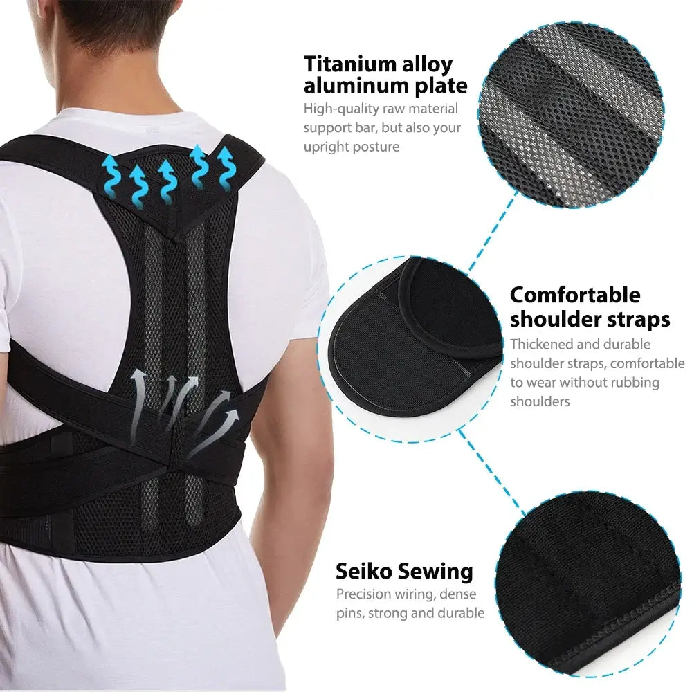 Adjustable Posture Support Vest - Black or Gray
