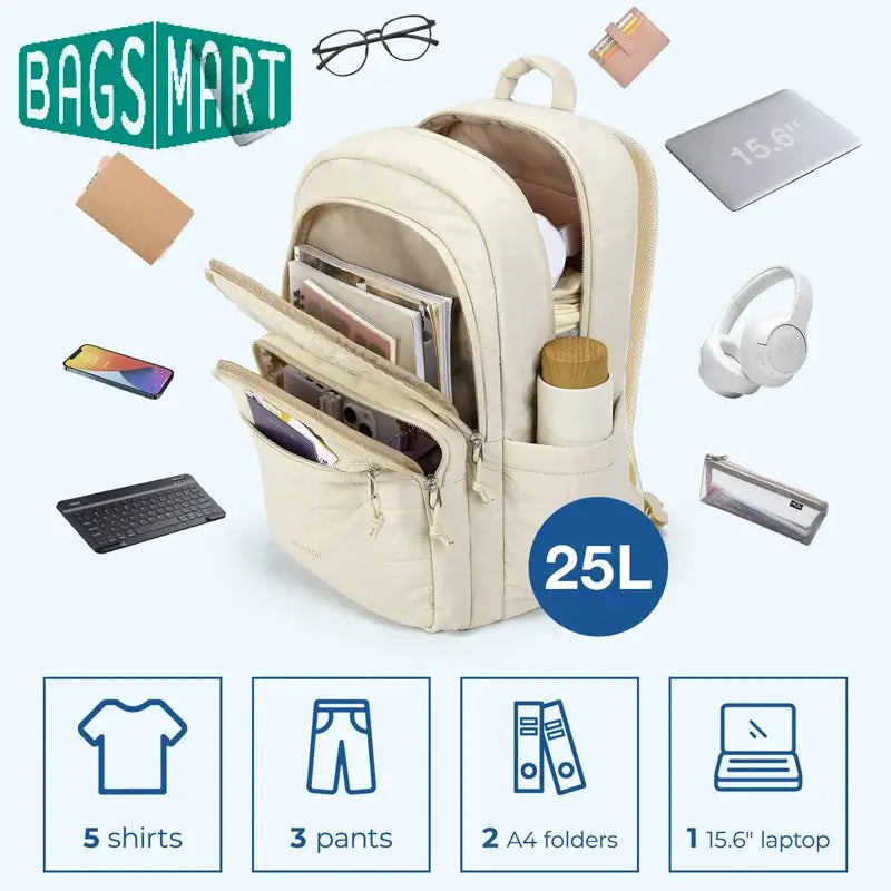 BAGSMART College Casual Backpack for Women - Water-Resistant