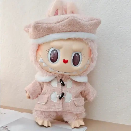 For 38 CM LABUBU/MOKOKO vinyl plush doll spring wild summer autumn and winter tweed coat set for labubu outfit decoration