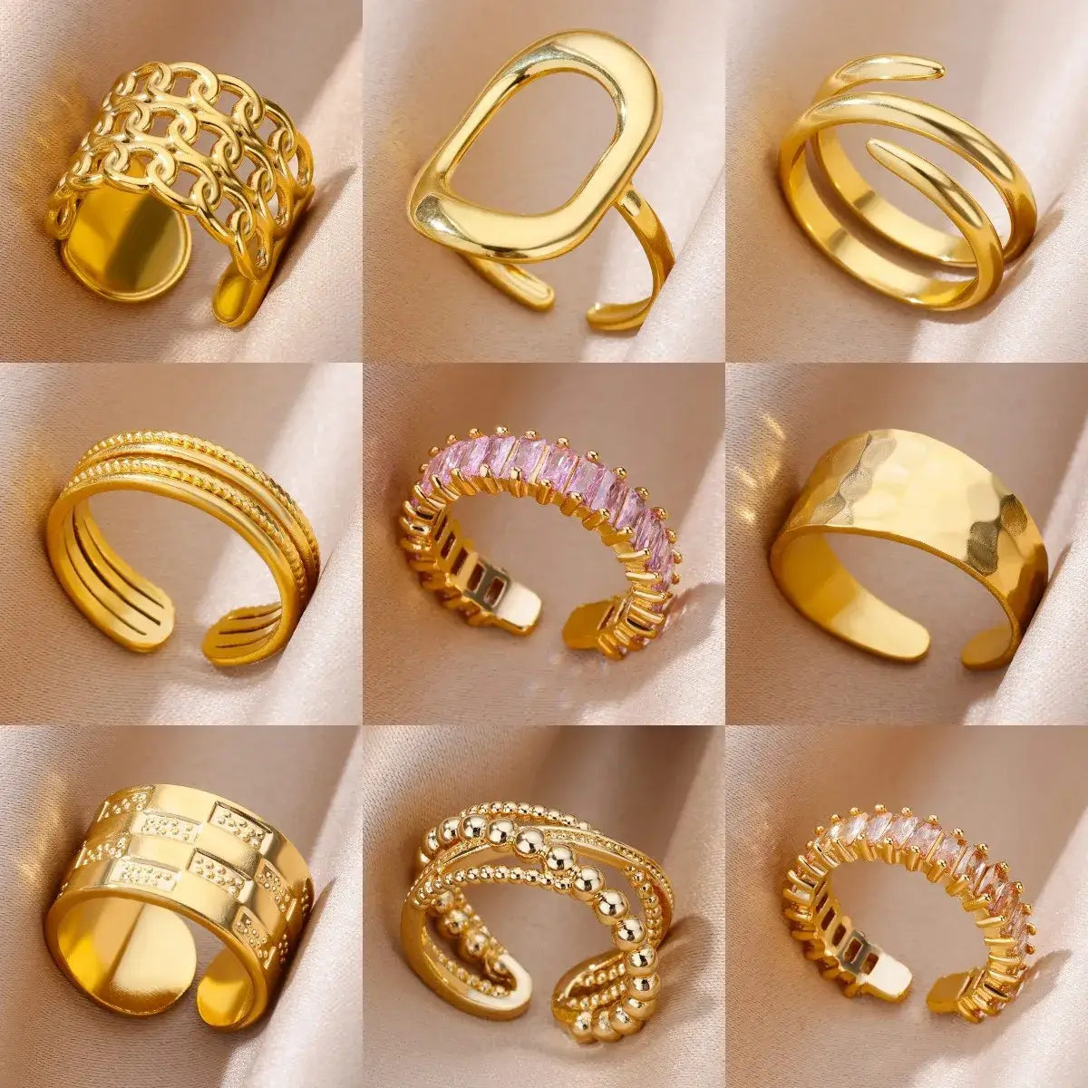 Stainless Steel Rings for Women Gold Color Never Fade Luxury Classic rings wedding couple rings Jewelry Free Shipping