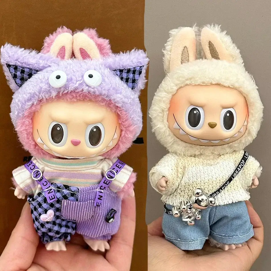 Cute Labubu Doll Outfit Set - Jumpsuit & Plush Hat