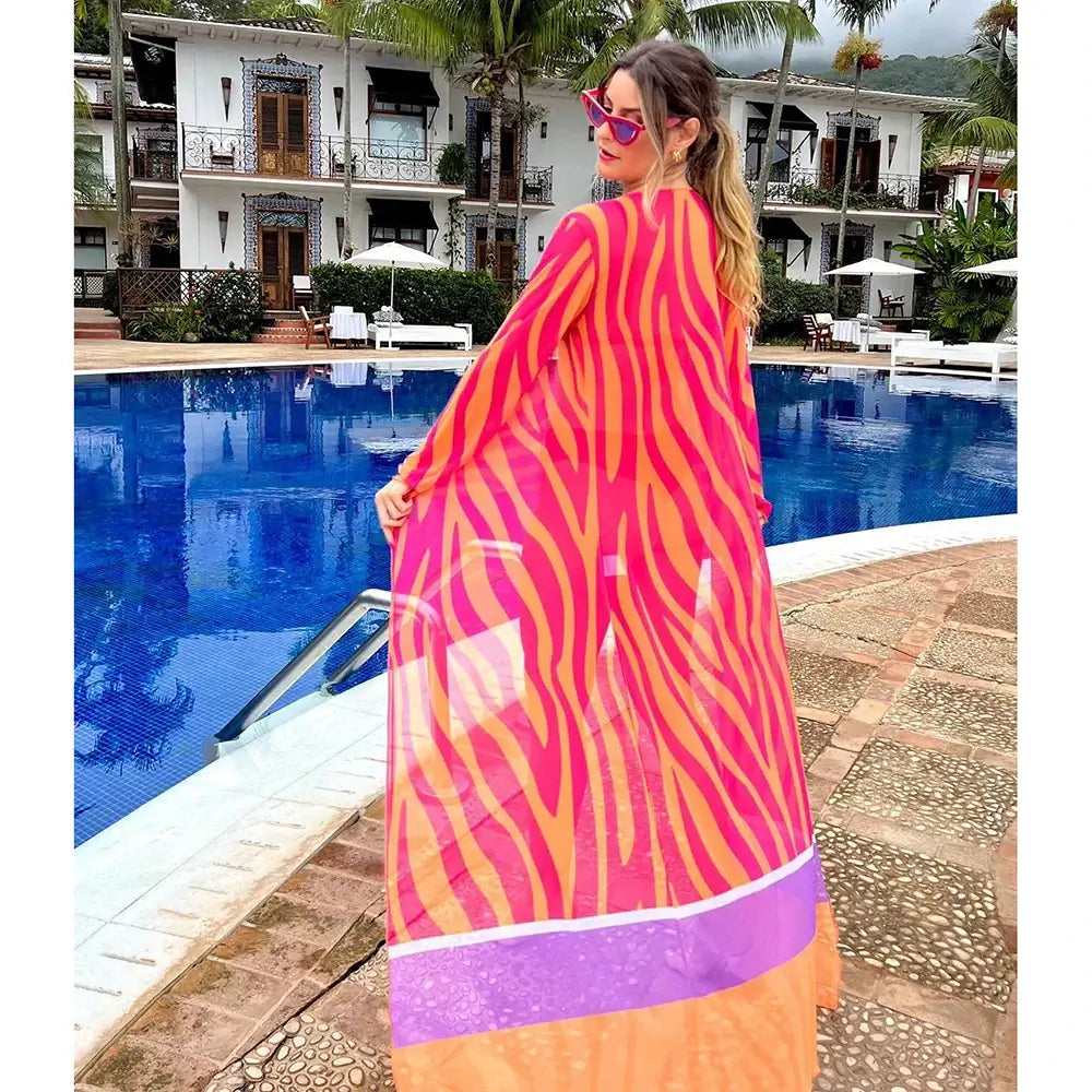 Blue Eyes Bikini Beach Cover Up Tunics For Beach Long Kaftan Bikini Cover Up Robe de Plage Sarong Beach Swimsuit Cover-ups