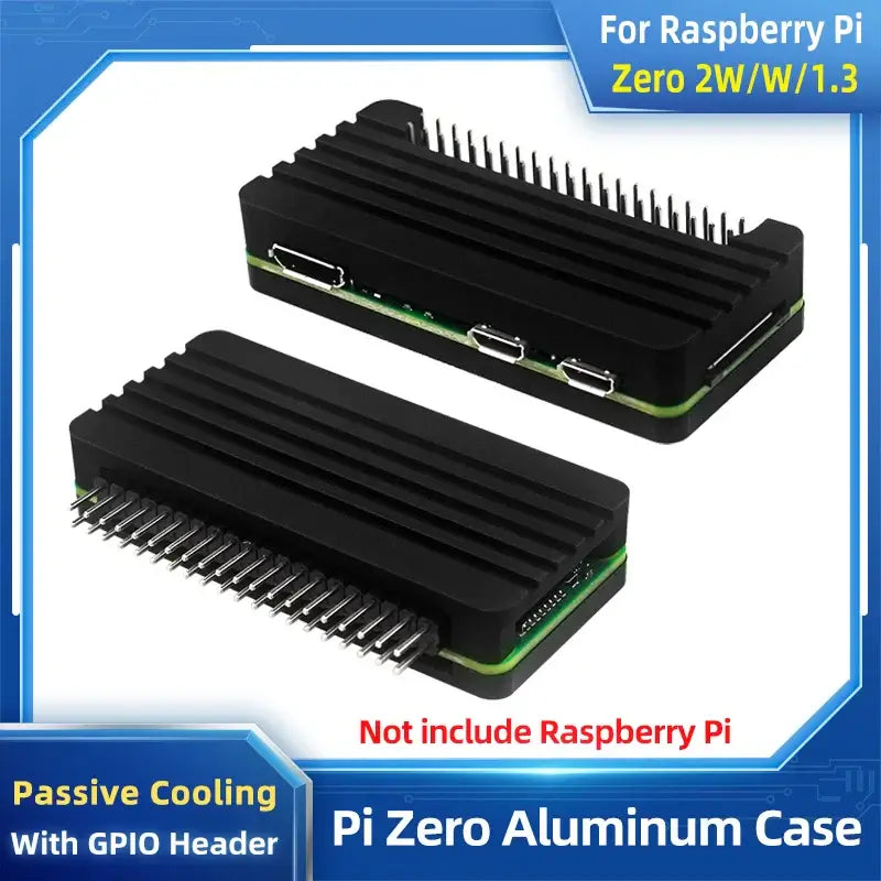 Raspberry Pi Zero 2 W Aluminum Case CNC Armored Shell with Heatsink GPIO Header Passive Cooling Case for Pi Zero 2 W / W / 1.3