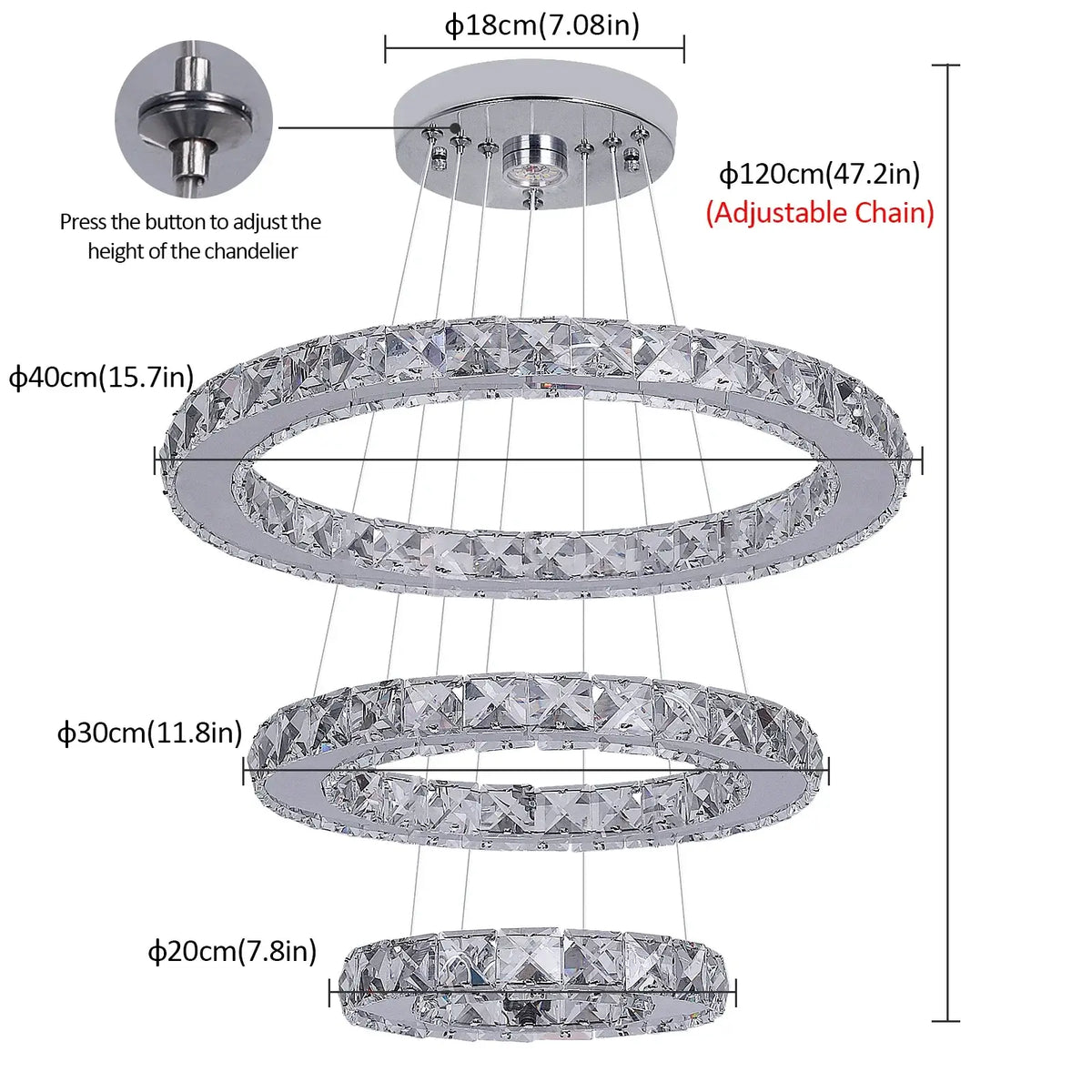 GreeLustr Crystal Ring LED Pendant Light, 1 or 3 Rings