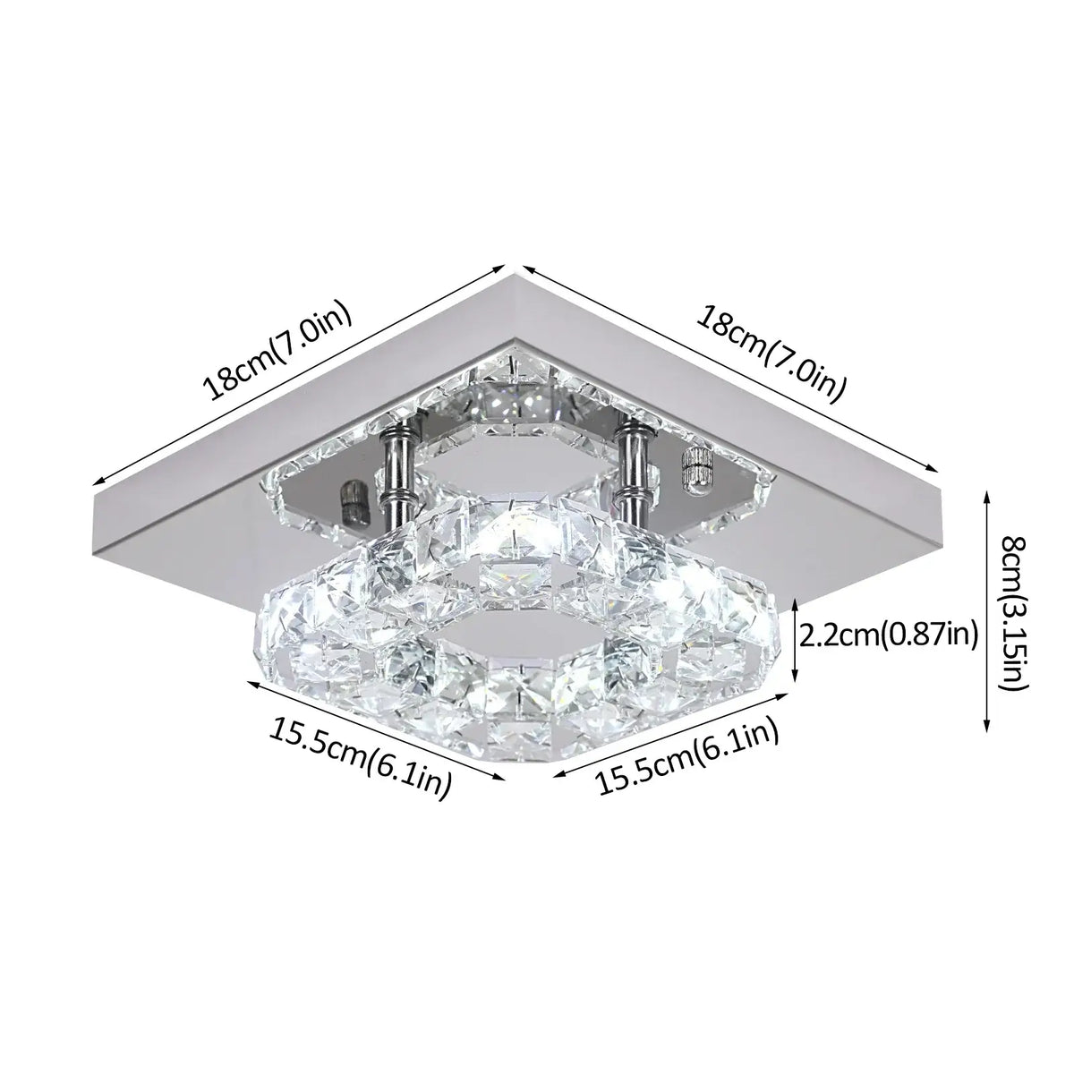 Square Crystal Raindrop LED Ceiling Chandelier