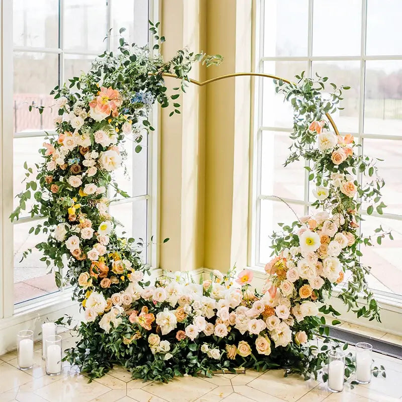 Heart Shape Wedding Arches for Ceremony Gold Arch Backdrop Stand,Metal Heart Shape Balloon Arch Frame with Base for Wedding