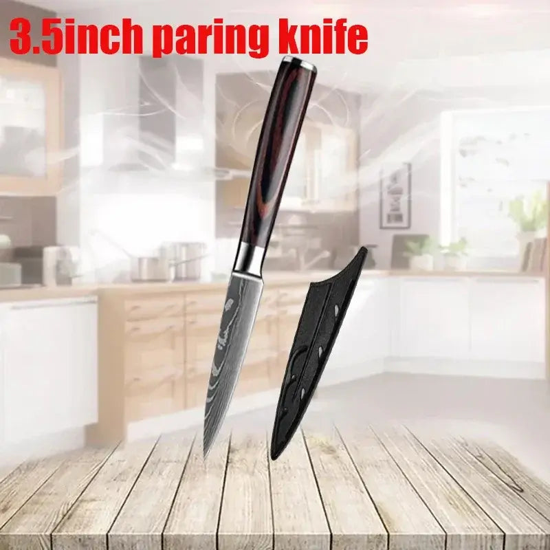 Stainless Steel Kitchen Knives with Wooden Handles