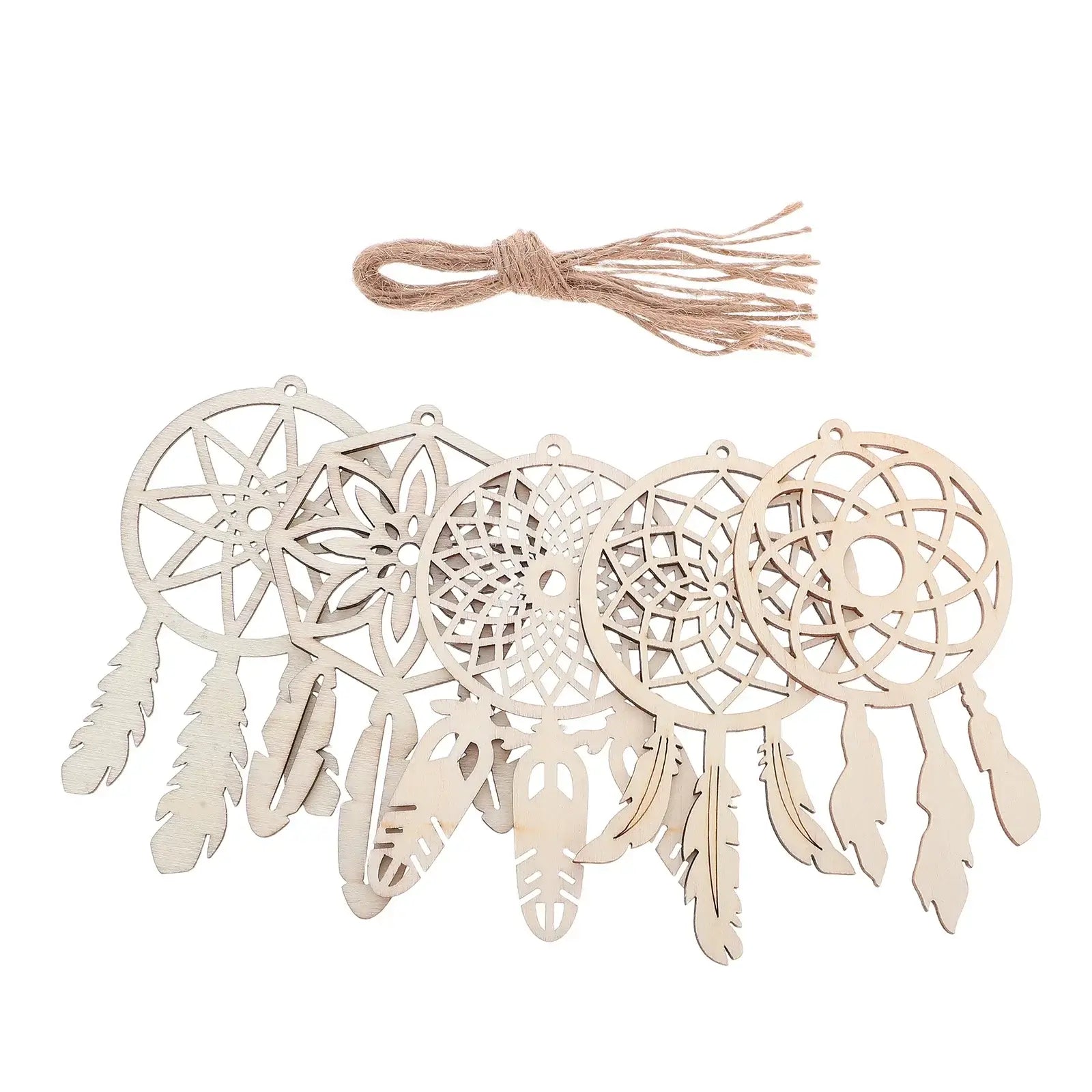 50pcs Dream Catcher Kit Unfinished Wooden Cutouts For Diy Crafts Painting Boho Wall Hanging Decor Craft Supplies Home Wall