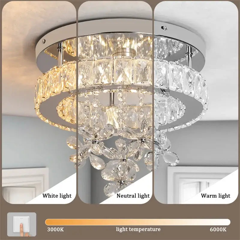 Modern Crystal LED Flush-Mount Ceiling Light
