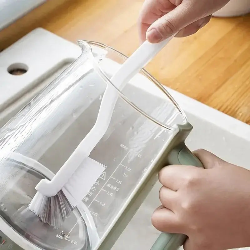Cleaning Cup Brush Japanese Style Sink Brush with Long Handle Elbow Design Tail Hole Wall Hanging Crevice Cleaning Accessories