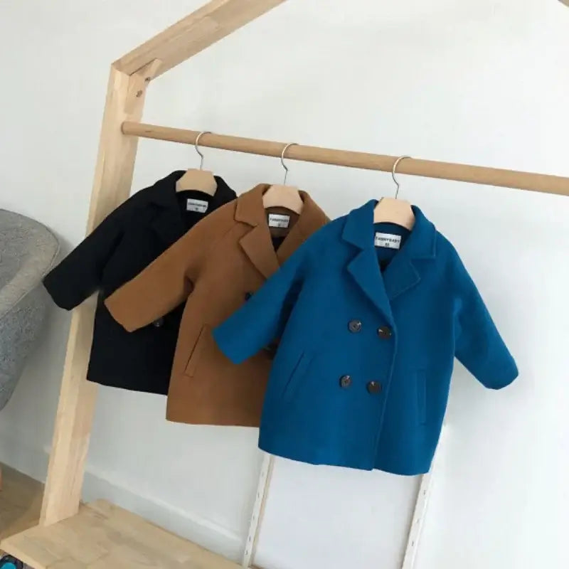 Kids’ Double-Breasted Lapel Coat