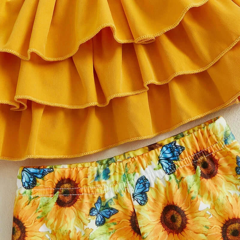 Adorable Baby Girl Summer Clothes Cute Floral Print Tank Top and Ruffle Shorts Outfit Set for Toddler Girls