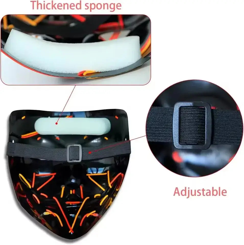 Poptrend Halloween Mask LED Light up Mask Scary mask for Festival Cosplay Halloween Costume Masquerade Parties Carnival Gift