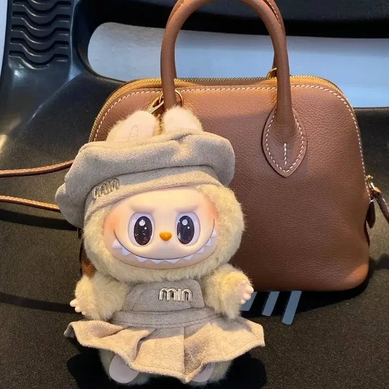 Labubu Clothes Fashion Overalls & Pleated Skirt Set