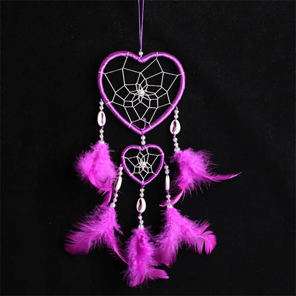 New Indian Ann Style Love Heart Feather Dream Catcher Wind Chimes Car Interior Wall Dream Catcher Ornaments Ins Dream Catcher